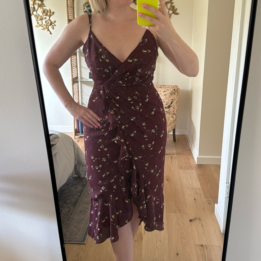 Deep Maroon Ruffle Dress